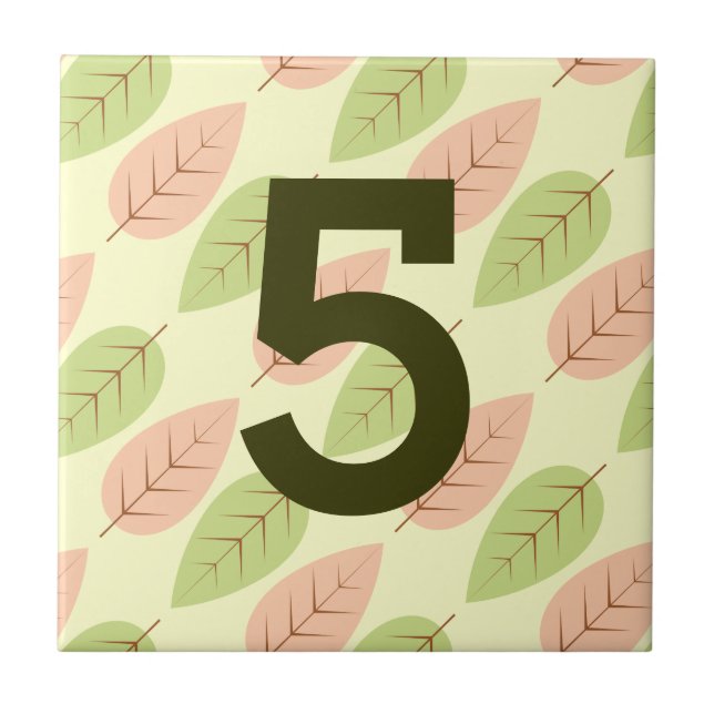 Leaf print street address house number tile design (Front)