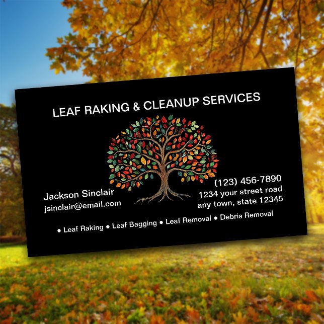 Leaf Raking and Cleanup Business Card (Creator Uploaded)
