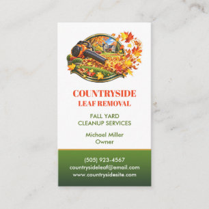 Leaf Removal & Fall Yard Cleanup Service Template Business Card