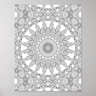 Leaf Ring Mosaic Coloring Page Pattern Design Poster