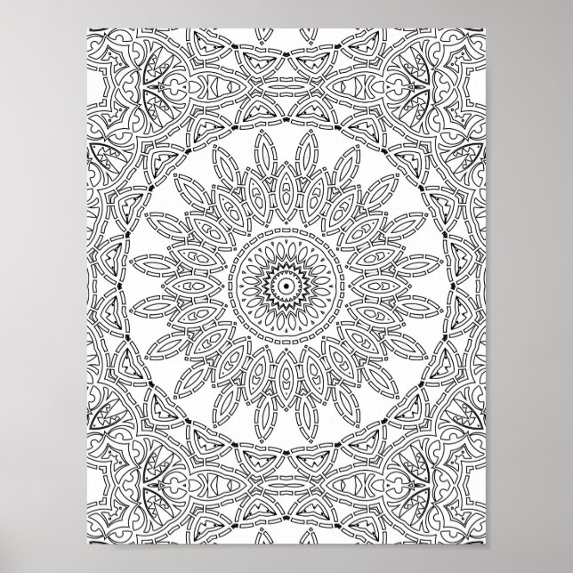 Leaf Ring Mosaic Colouring Page Pattern Design Poster (Front)