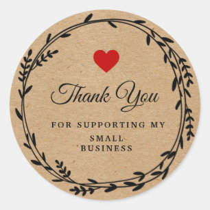 leaf round leaves Craft paper   thank you  Classic Round Sticker