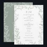 Leaf Sage Green Elegant Monogram Wedding Program<br><div class="desc">We're loving this trendy, Leaf Sage Green Elegant Monogram wedding ceremony program hand fan! Simple, elegant, and oh-so-pretty, it features a hand drawn a modern wedding monogram. It is personalized in elegant typography, and accented with hand-lettered calligraphy. Finally, it is trimmed ina hand drawn leaf frame. To make advanced changes,...</div>