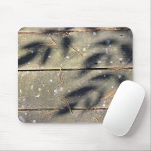 Leaf Shadows On Wood Mouse Pad