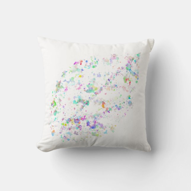 Leaf shaped water colour paint splatter throw pillow (Front)