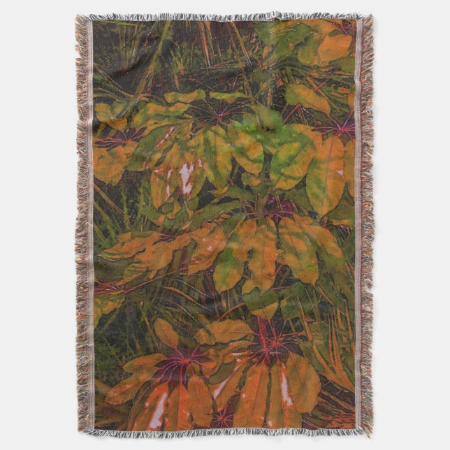 Leaf Shapes Abstract Pattern Throw Blanket (Front Vertical)