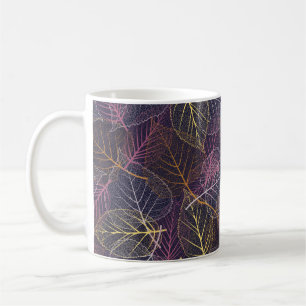 Leaf skeleton seamless pattern,background with col coffee mug