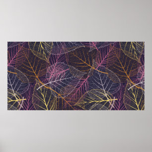 Leaf skeleton seamless pattern,background with col poster
