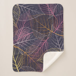 Leaf skeleton seamless pattern,background with col sherpa blanket