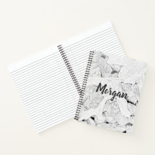 Leaf Sketch Black and White Notebook