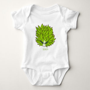 Leaf slug cartoon illustration  baby bodysuit