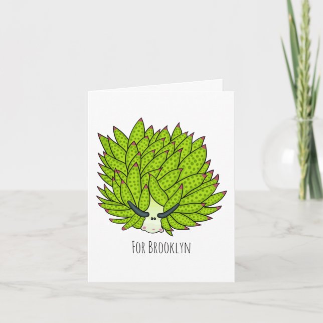 Leaf slug cartoon illustration card (Front)