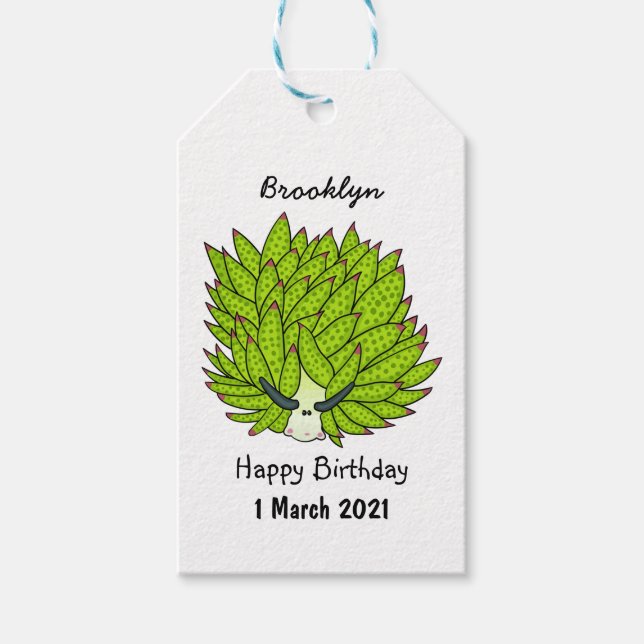 Leaf slug cartoon illustration gift tags (Front)