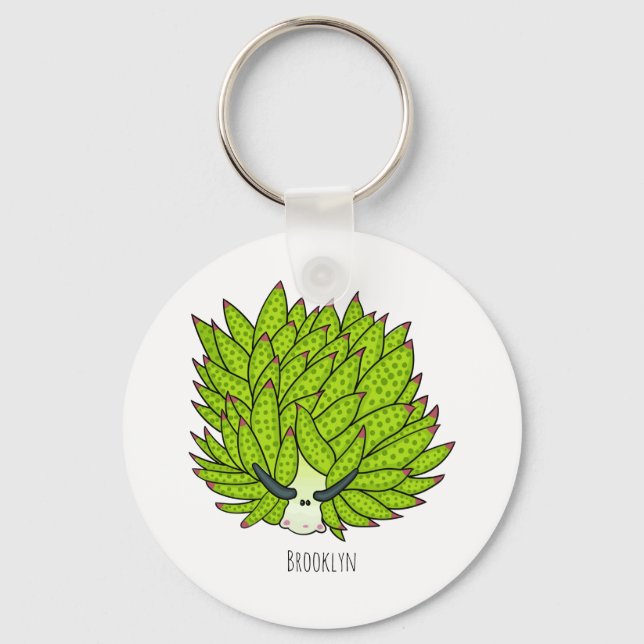 Leaf slug cartoon illustration keychain (Front)