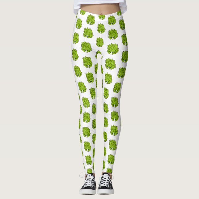 Leaf slug cartoon illustration leggings (Front)