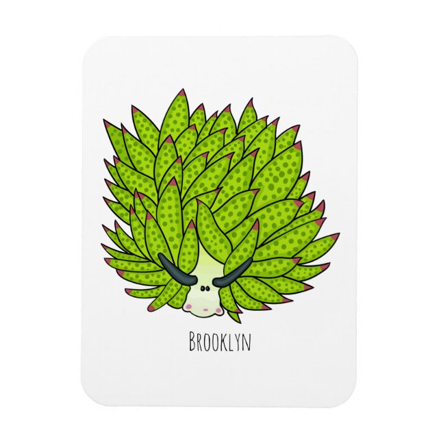 Leaf slug cartoon illustration magnet (Vertical)
