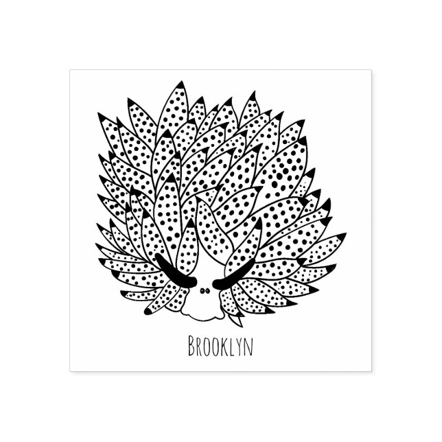 Leaf slug cartoon illustration rubber stamp (Imprint)