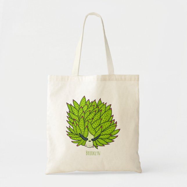 Leaf slug cartoon illustration tote bag (Front)