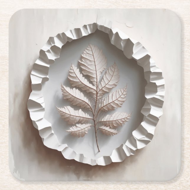Leaf Square Paper Coaster (Front)