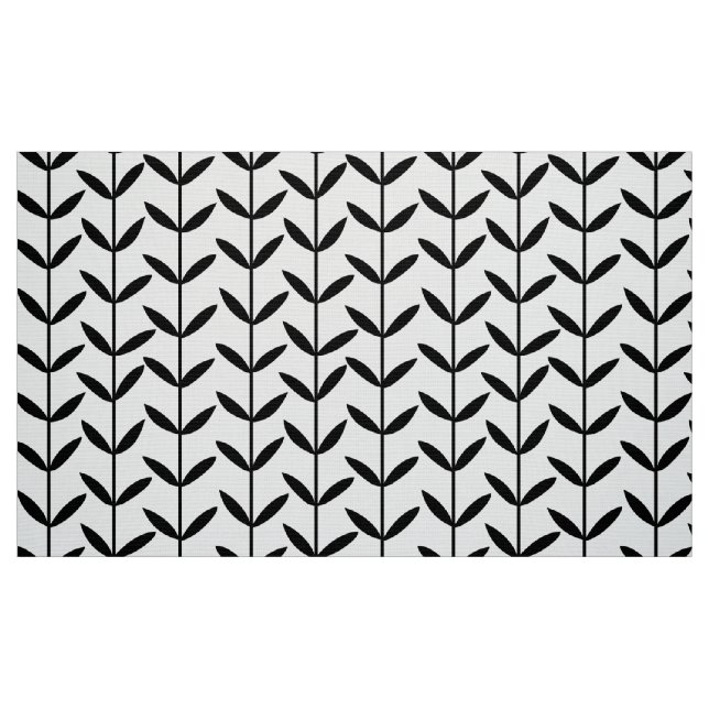 Leaf Stems - Black on White Fabric (Fat Quarter)