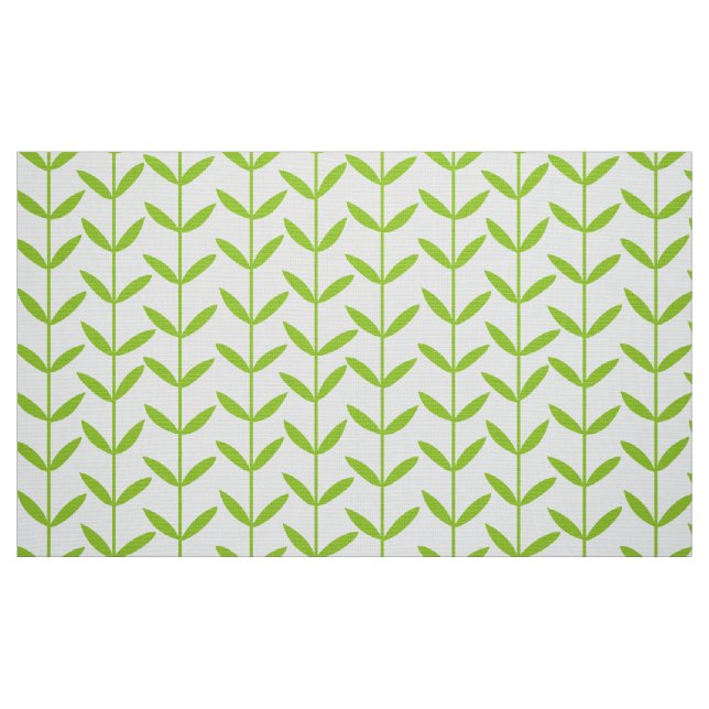 Leaf Stems - Martian Green on White Fabric (Fat Quarter)