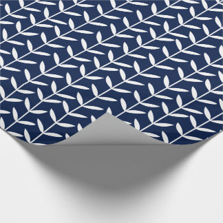 Leaf Stems - White on Blue 001744 Wrapping Paper
