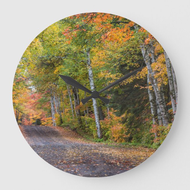 Leaf Strewn Gravel Road With Autumn Colour Large Clock (Front)