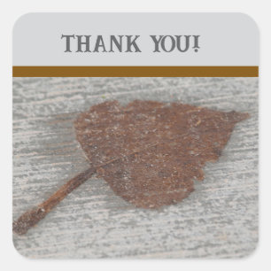 Leaf thank you square sticker