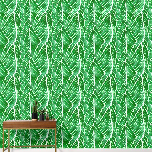 Leaf vein variegated forest abstract watercolor  wallpaper (Hallway)