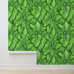 Leaf vein variegated forest woodland pattern wallpaper