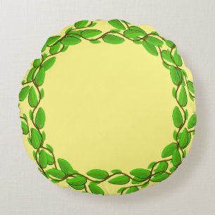Leaf Vine Border by Kenneth Yoncich Round Pillow