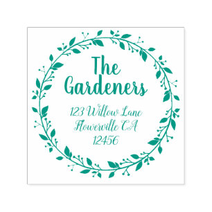 Leaf Vine Floral Flower Circle Return Address Self-inking Stamp