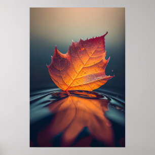 Leaf Water Calm Tranquil Nature Peaceful Season  Poster