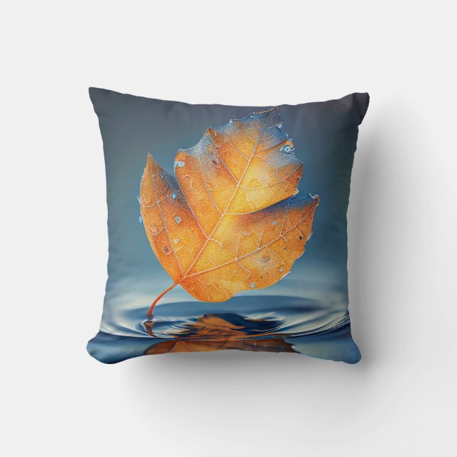 Leaf Water Calm Tranquil Nature Peaceful Season  Throw Pillow (Front)