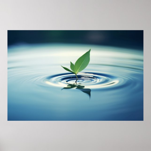 Leaf Water Tranquil Peaceful Nature  Poster (Front)