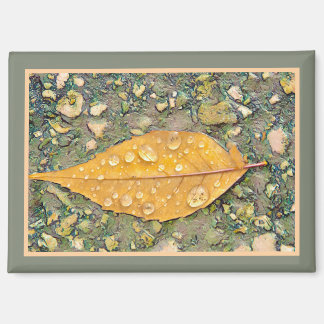 LEAF WITH RAINDROPS Magnet