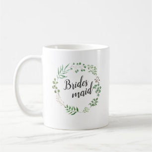Leaf Wreath Botanical Greenery   Bridesmaid Coffee Mug