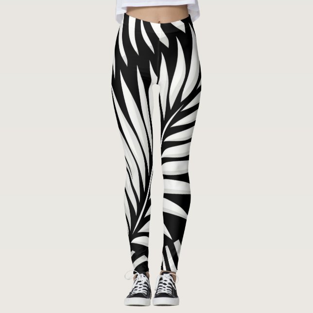 Leaf Zebra Stripes style  Leggings (Front)