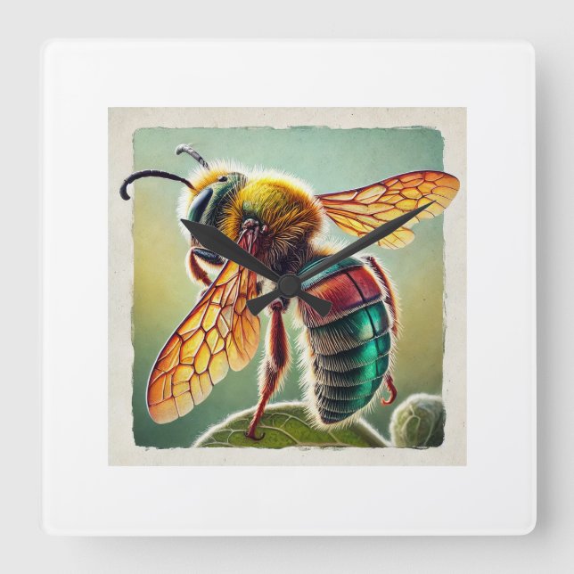 Leafcutter bee 160724IREF254 - Watercolor Square Wall Clock (Front)