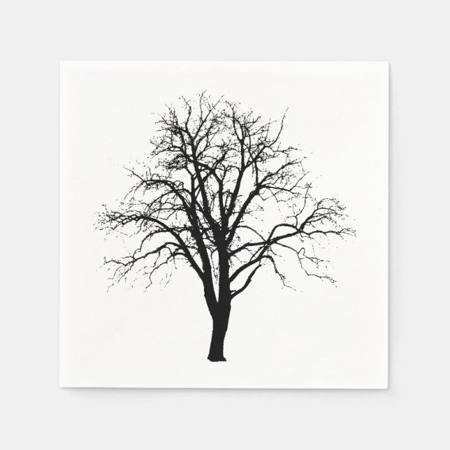 Leafless Tree In Winter Silhouette Napkin (Front)