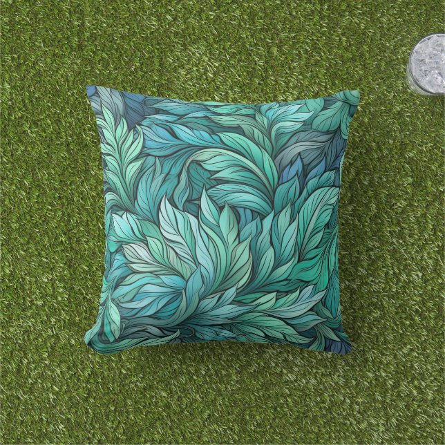 Leafs Pattern Outdoor Pillow (Grass)