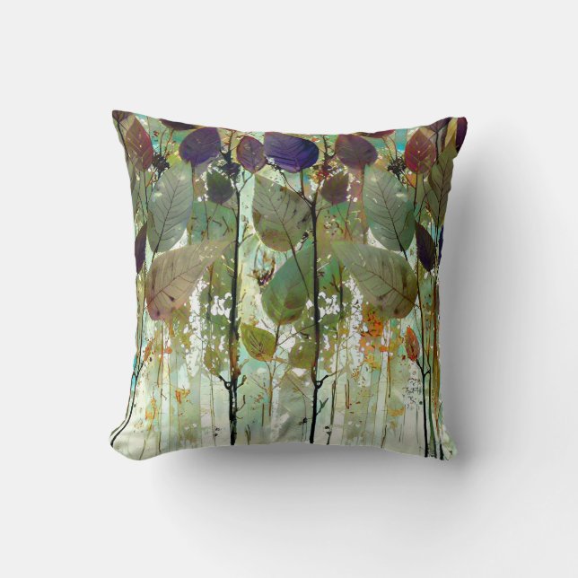 Leafy abstract forest  throw pillow (Front)