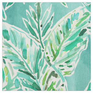 LEAFY ABUNDANCE Green Banana Leaf Print Fabric