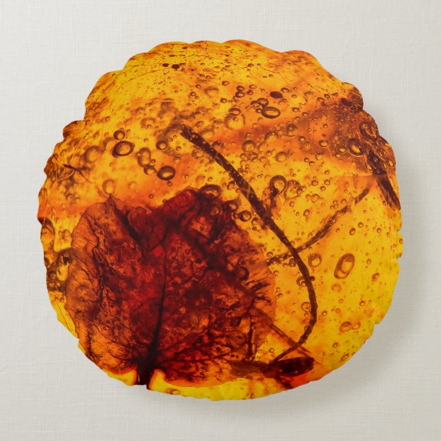 Leafy Amber Round Pillow (Front)