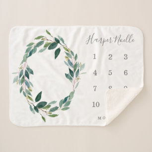 Leafy Baby Milestone Sherpa Blanket