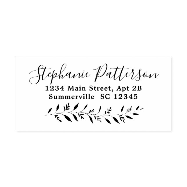 Leafy Border Elegant Return Address Rubber Stamp (Imprint)