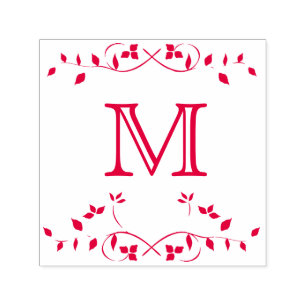 Leafy Border Self-Inking Monogram Stamp