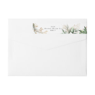 Leafy Botanical Eucalyptus Elegant Greenery Moss Wrap Around Label