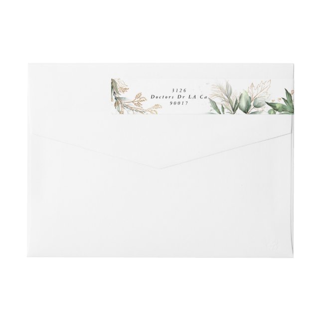 Leafy Botanical Eucalyptus Elegant Greenery Moss Wrap Around Label (Back)