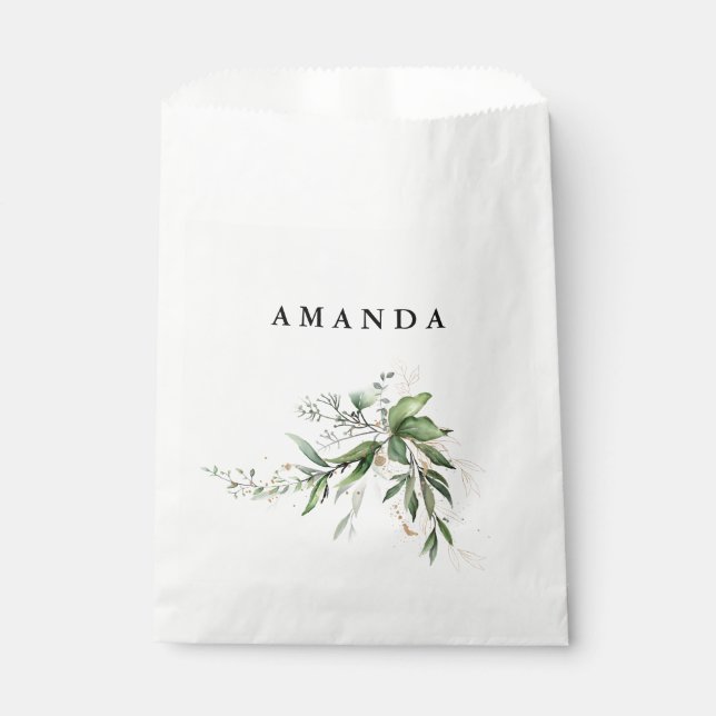 Leafy Botanical Eucalyptus Modern Greenery Branch Favour Bag (Front)